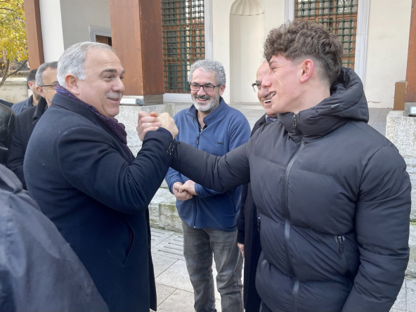 Başkan Turan Ferruh Kethüda Camii'nde Hemşehrileriyle Selamlaştı