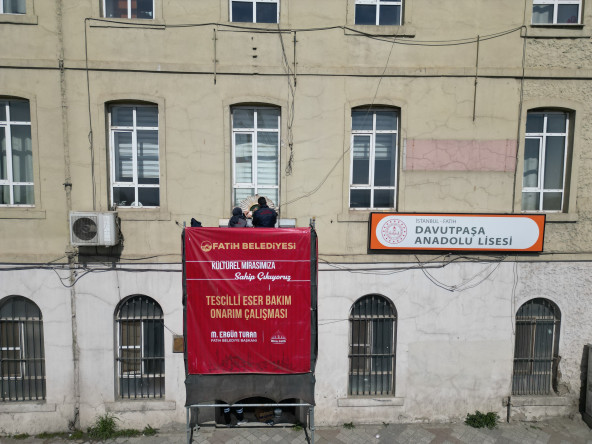Davutpaşa Anadolu Lisesi Kitabesi'ndeki Bakım-Onarım Çalışması Tamamlandı