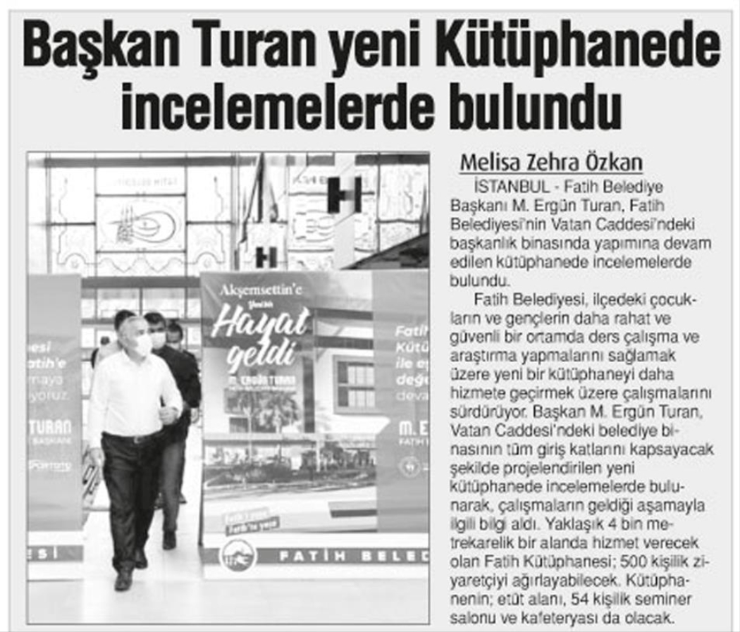 Başkan Turan Yeni Kütüphanede İncelemelerde Bulundu