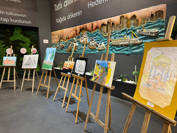 “Fatih'in İzinde” Tuval Sergisi, Fatih Merkez Kütüphanemizde Ziyarete Açıldı