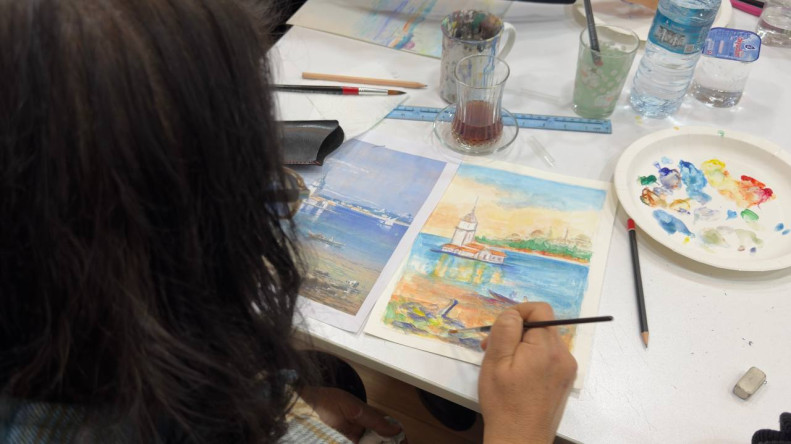 Ayvansaray'daki KARINCA El Emeği Eğitim Birimimizde İstanbul Manzaraları Suluboyanın Diliyle Yorumlandı