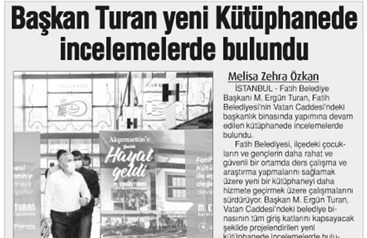 Başkan Turan Yeni Kütüphanede İncelemelerde Bulundu