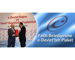 Fatih Belediyesine e-Devletten Plaket Fatih Belediyesine e-Devletten Plaket
