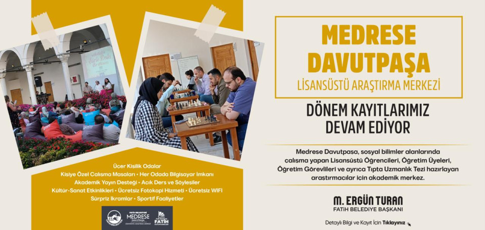 Medrese Davutpaşa Dönem Kayıtlarımız Devam Ediyor